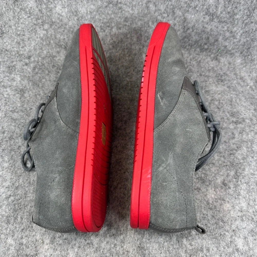 Clae Ellington Mens Grey Suede Low Top Sneakers Red Sole CLA01246 Size 9